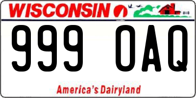 WI license plate 999OAQ