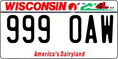 WI license plate 999OAW