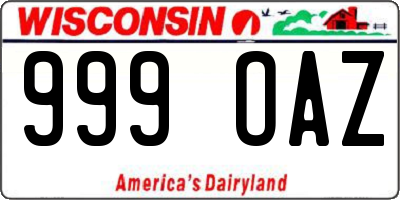 WI license plate 999OAZ