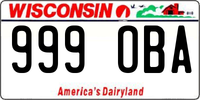 WI license plate 999OBA