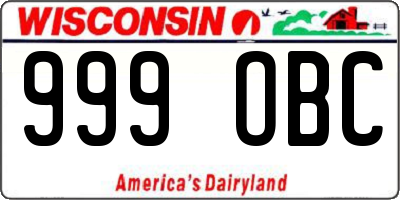 WI license plate 999OBC