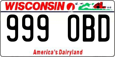 WI license plate 999OBD