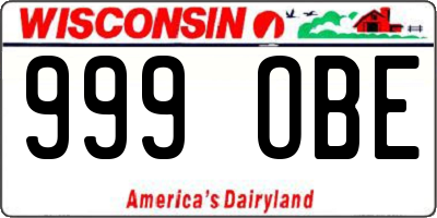 WI license plate 999OBE