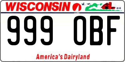 WI license plate 999OBF