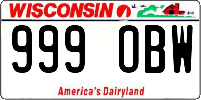 WI license plate 999OBW