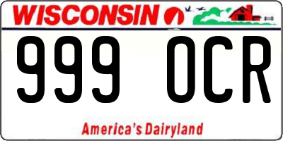 WI license plate 999OCR