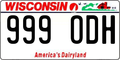 WI license plate 999ODH