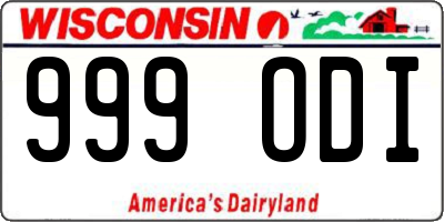 WI license plate 999ODI