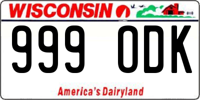 WI license plate 999ODK