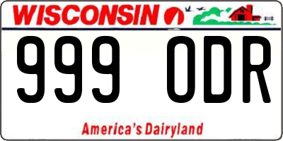 WI license plate 999ODR