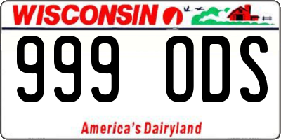 WI license plate 999ODS