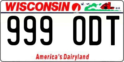 WI license plate 999ODT