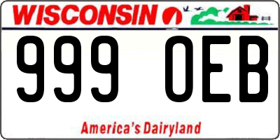 WI license plate 999OEB