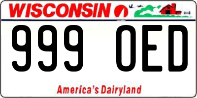 WI license plate 999OED
