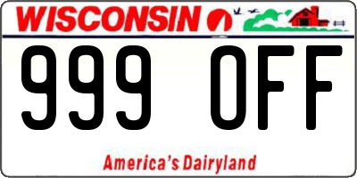 WI license plate 999OFF