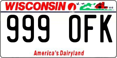 WI license plate 999OFK