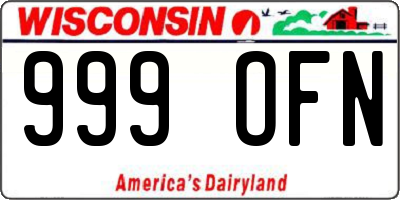 WI license plate 999OFN