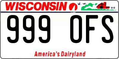 WI license plate 999OFS