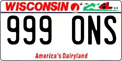 WI license plate 999ONS