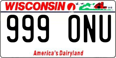 WI license plate 999ONU