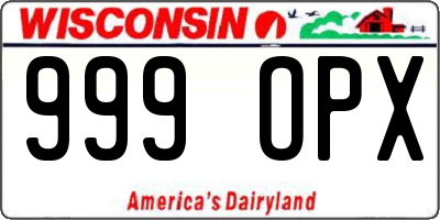WI license plate 999OPX