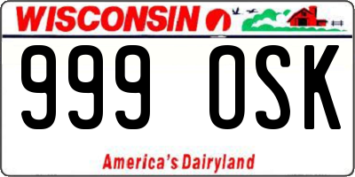 WI license plate 999OSK