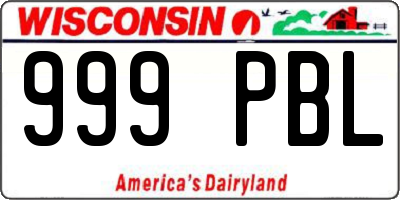 WI license plate 999PBL
