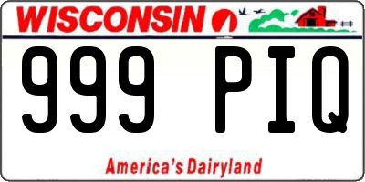 WI license plate 999PIQ