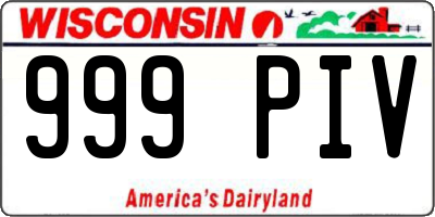 WI license plate 999PIV