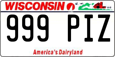 WI license plate 999PIZ