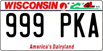 WI license plate 999PKA