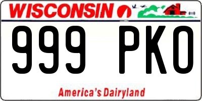 WI license plate 999PKO