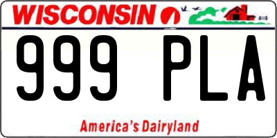 WI license plate 999PLA