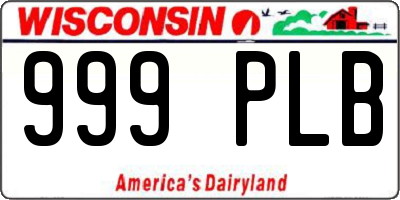 WI license plate 999PLB