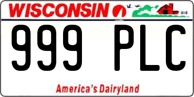 WI license plate 999PLC