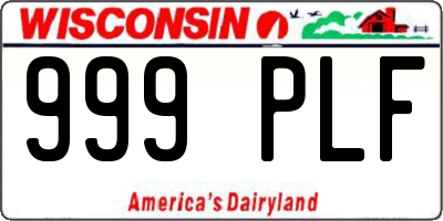 WI license plate 999PLF