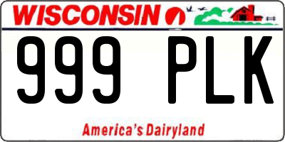 WI license plate 999PLK