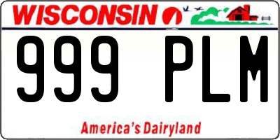 WI license plate 999PLM
