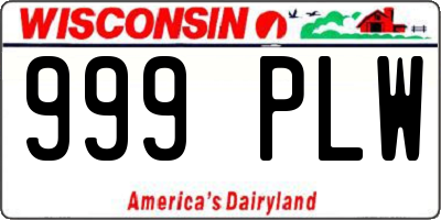 WI license plate 999PLW