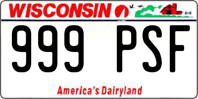 WI license plate 999PSF