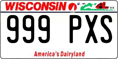 WI license plate 999PXS