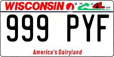 WI license plate 999PYF