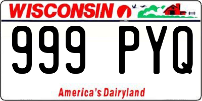WI license plate 999PYQ
