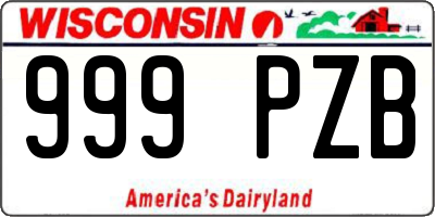 WI license plate 999PZB