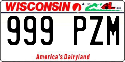 WI license plate 999PZM