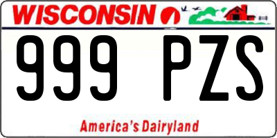 WI license plate 999PZS