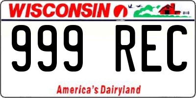 WI license plate 999REC