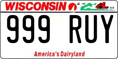 WI license plate 999RUY