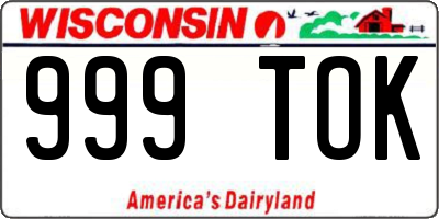 WI license plate 999TOK