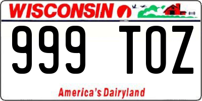 WI license plate 999TOZ